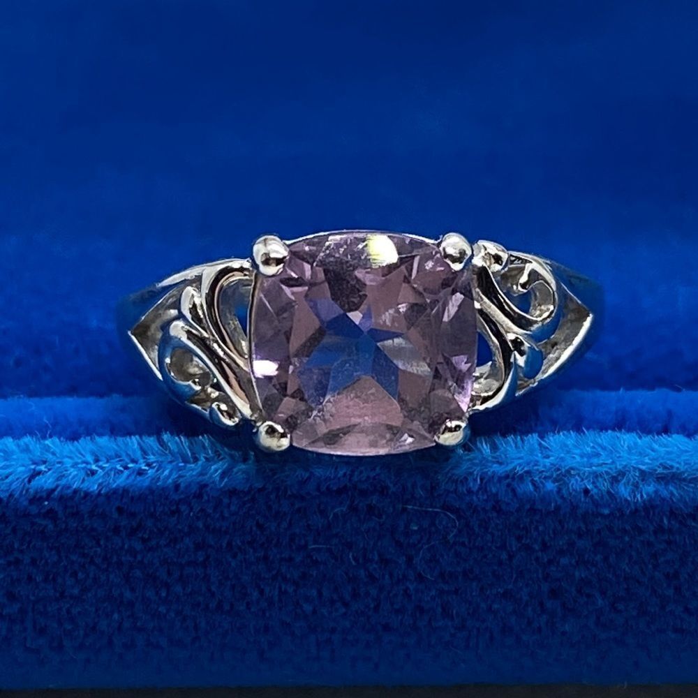 💛 925 Square Amethyst Filigree Ring